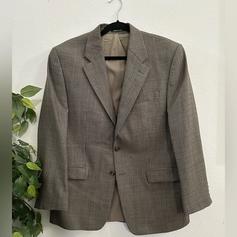 Lauren Ralph Lauren Classic Men's houndstooth Blazer Sz L wool classic timeless